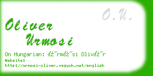 oliver urmosi business card